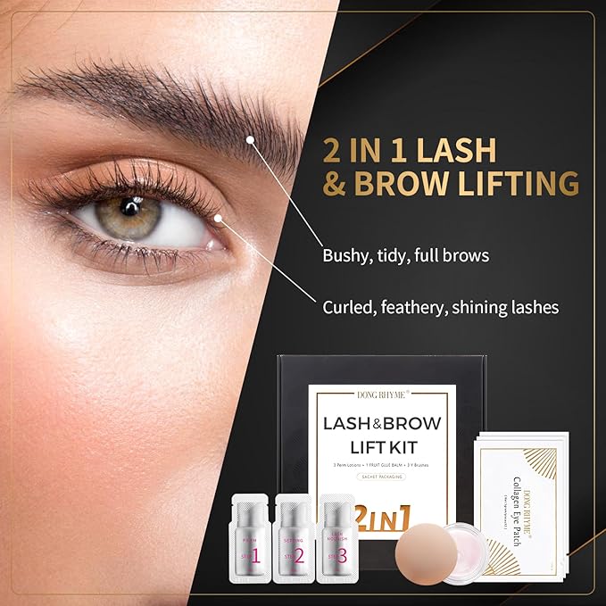 Lash Lift Kit by DONG RHYME - Professional Eyelash Perm Kit Sturdy Result, Small Disposable Packages(5 Pcs) Eyelash Lift Kit with Harmless Ingredients, Newbie Friendly Brow lamination Kit at Home Use