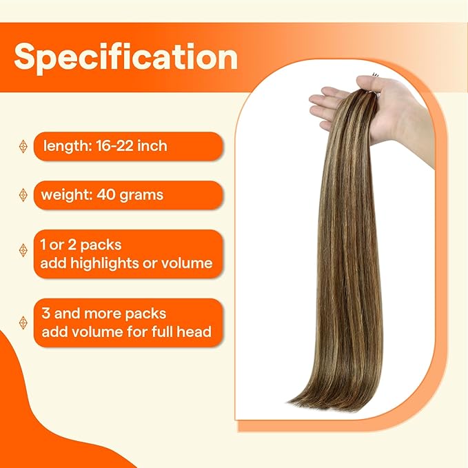 Full Shine I Tip Hair Extensions Real Human Hair Brown Highlighted Honey Blonde Itip Human Hair Extensions Keratin Itip Extensions 16 Inch 40 Grams Cold Fusion Remy Hair