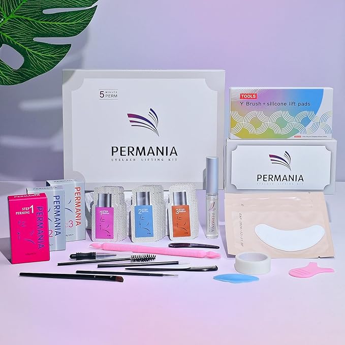 PERMANIA Eyelash Lift Kit, Natural Curling and Lifting Effect Lash Lift Kit & Brow Lamination Kit Fast Perming with Easy Instructions