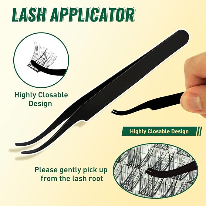 KEYYOULASH Lash Clusters Kit 144pcs 8-18MIX Natural&Wispy Cluster Lashes Thin Band Lash Extension Kit with Bond and Seal,Remover,Applicators for DIY Fluffy Eyelash Extension Kit at Home(KY02 Kit)