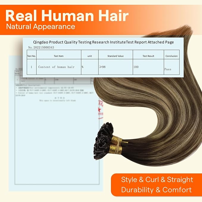 Full Shine U Tip Hair Extensions Human Hair 16 Inch 50 Grams Color 2 Dark Brown Fading to 3 Medium Brown Highlight 27 Blonde Ktip Human Hair Extensions Natural Soft Remy Hair