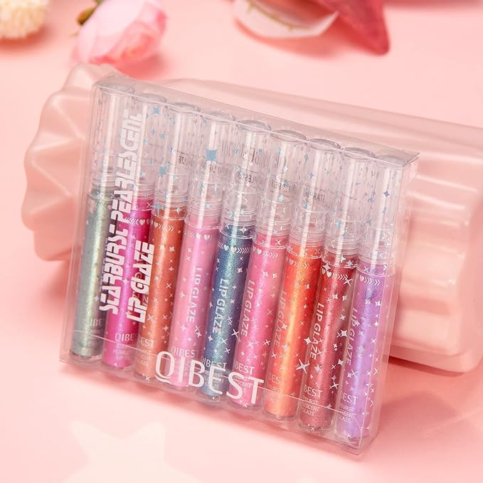 Girls Lip Gloss, Shimmery Lip Glosses for Girls Teens & Women, | Syrupy gloss| Glossy Finish| Long-lasting| Moisturizing| Highlighting| Natural-beauty | Lip Glow Set