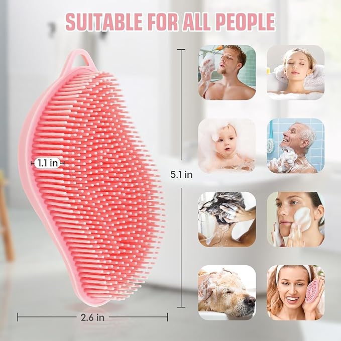 Silicone Loofah for Women -2pc Exfoliating Body Scrubber, Soft Dual-Sided Silicone loofa for Body Clean and Massage, Gentle Bath Brush Lathers Well for All Kinds of Skin