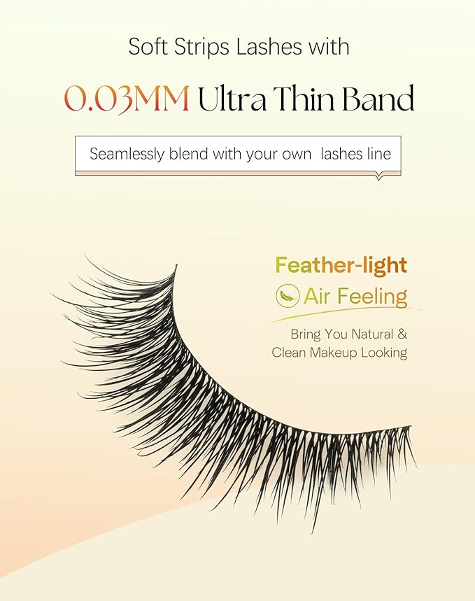 False Eyelashes 14MM Cat Eye Lashes Wispy Fake Eyelashes with 0.03MM Ultra Thin Band Natural Lashes Strips C Curl Eye Lash ChirpyLuna, 7 Pair