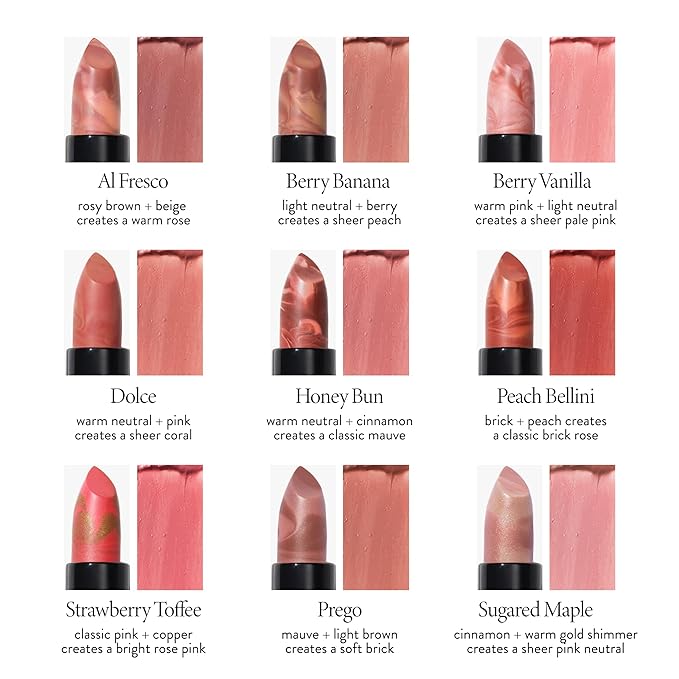 LAURA GELLER NEW YORK Italian Marble Sheer Lipstick - Strawberry Toffee - Hydrating & Lightweight - Vitamin E & Caster Seed Oil - Cream Finish
