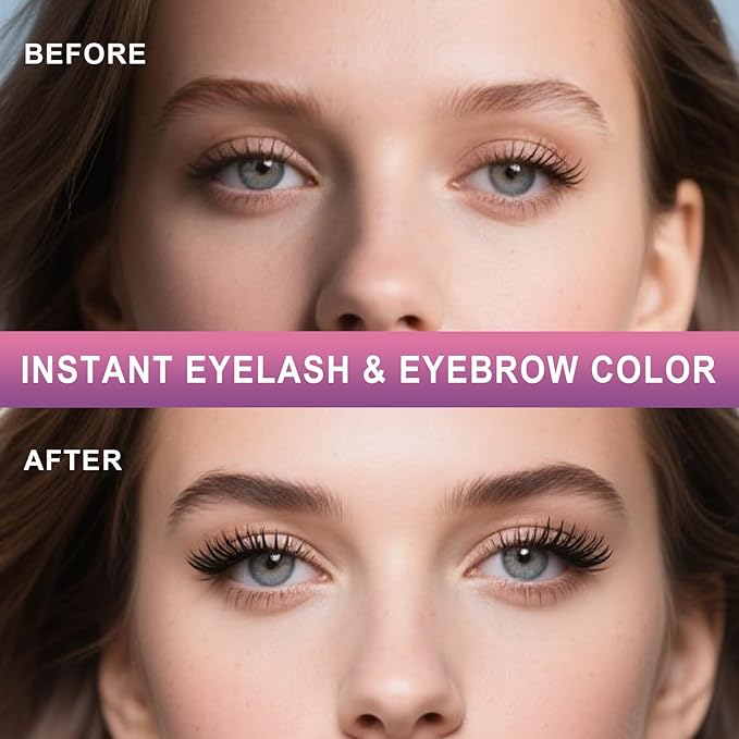 Eyelash & Eyebrow Color Kit, Professional Instant Lash & Brow Color Kit with Natural Black Effects, Easy to Use, DIY Hair Coloring for Salon Home Use 7ml