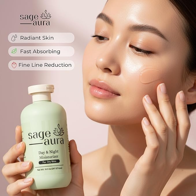 Sage Aura Day & Night Moisturizer | 7 Oz Pack | Premium Ingredients | Fast Absorbing | Nourishes & Hydrates Dry & Dull Skin