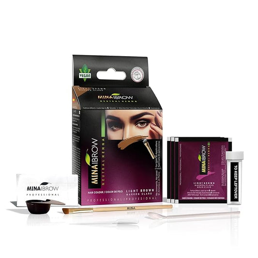 MinaiBrow Instant Hair Dye Kit Light Brown | Natural Spot Coloring Tinting Powder, Water & Smudge Proof | 100% Grey Coverage Upto 30 Applications