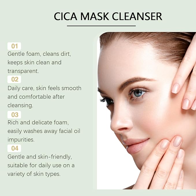 CICA Mask Cleanser,Facial Cleanser, 2-in-1 Facial Wash, Non-Drying Formula with Centella Asiatica For Acne-Prone & Sensitive Skin,Hydrating,Purifying Pore Care (4.23 fl. oz)