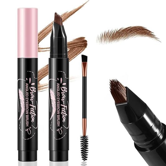Boobeen Microblading Eyebrow Pen - Waterproof Brow Fection Pen with Angled Brush, Eyebrow Pencils for Women, Quick Drying & Long-Lasting Brow Pencil with Hair Like Strokes