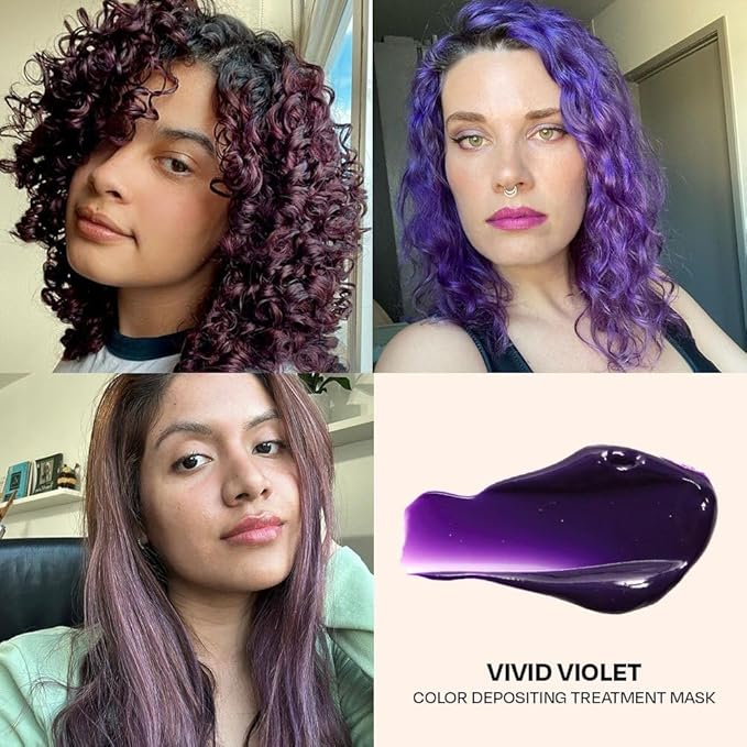 Overtone Semi Permanent Hair Color Conditioner, Vivid Violet, 8 oz, Nourishing, Damage-Free, Color Depositing Mask for All Hair Types with Shea Butter & Coconut Oil, Vegan & Cruelty-Free