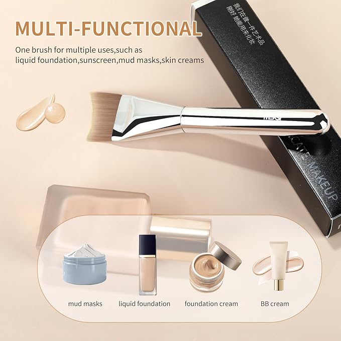 MSQ Foundation Brush, Angled Makeup Brush Ultra Thin Facial Brush Face Mask Brushes for Liquid Foundation, Blending Cream,Mask, Mud, Clay, Charcoal Mixed Mask, DIY