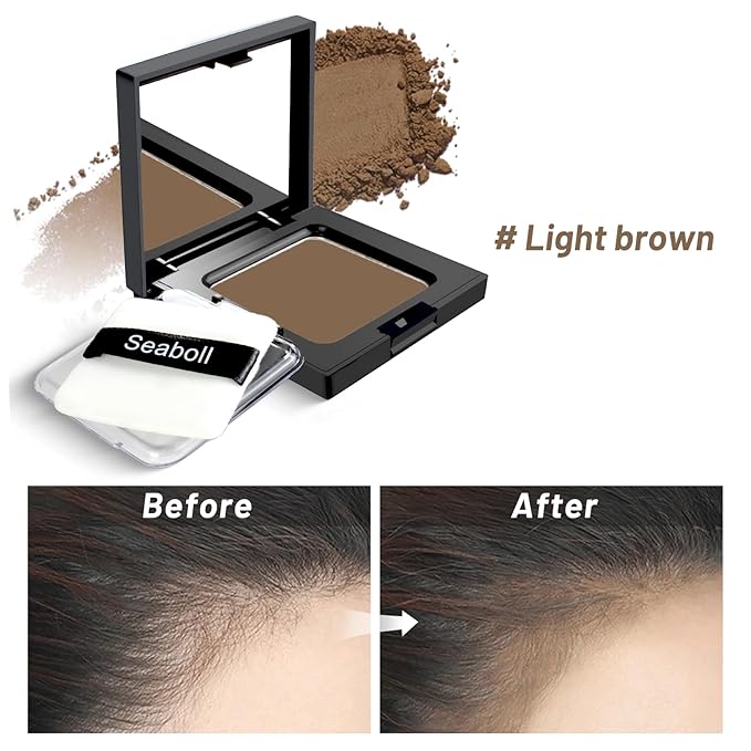 Instant Hairline Powder-0.42oz Root Touch Up Hair Color for Gray Hair Coverage, Scalp Concealer Shadow Powder Hair Fillers for Thinning Hair Bald Spot Cover Up, Beard Filler, Women & Men-Light Brown