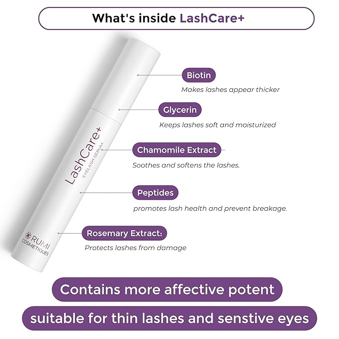LashCare+ Eyelash Enhancing Serum For Mature Women - Longer, Thicker Lashes in 12 Weeks - For Sensitive Eyes, Natural Growth - Enhancement, Conditioner for Longer-Looking Lashes - 1 Month Supply