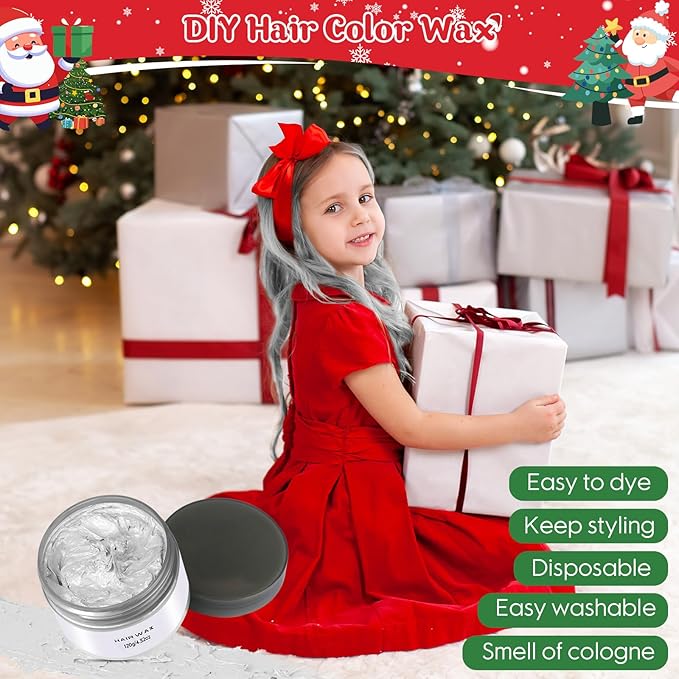White Temporary Hair Color Wax, Washable Hair Styling Clay for Crazy Hair, Cosplay Party, and Makeup Gifts (4.23 Ounces) for Kids, Men, and Women