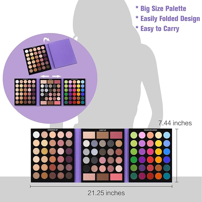 UCANBE Pretty All Set Eyeshadow Palette Pro 86 Colors Makeup Kit Matte Shimmer Eye Shadow Highlighters Contour Blush Powder All In One Makeup Pallet Holiday Christmas Valentine's Gift Set