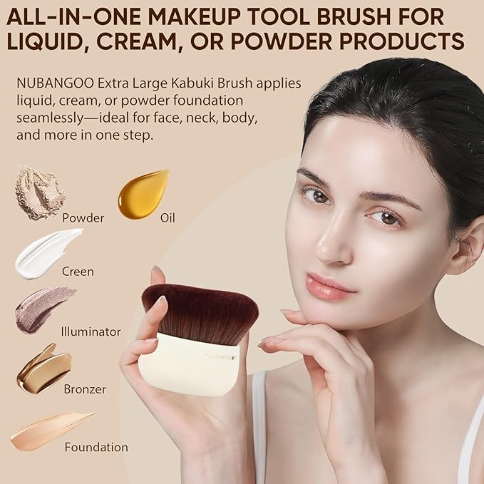 Extra Large Body Makeup Brush,Tanning Brush, Self Tanner, Foundation Bronzer Brush Cream Powder Liquid oil Applicator, Face Neck Leg Full Body Blending Brush(White)