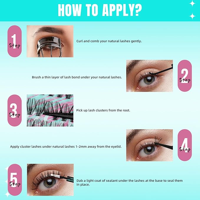 Lash Clusters Wispy 280PCS Eyelash Extension 30D 40D Cluster Lashes Individual Lashes DIY Lash Extension Natural Look Cluster Eyelash Extensions Soft False Eyelashes at Home for Beginners(16mm)