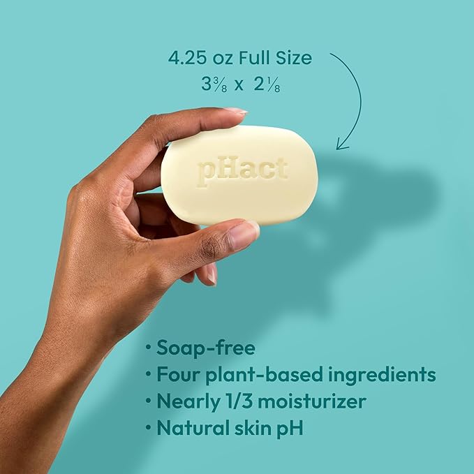 ANDREW LESSMAN pHact Moisture-Rich, Soap-Free Cleansing Bar. Natural Skin pH. Fragrance-Free. All Skin Types - Even Sensitive Skin. Hypoallergenic. Dermatologist Tested. 3 Pack 4.25 oz each