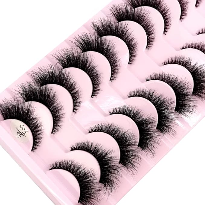 HBZGTLAD New 10 Pairs 3D Mink Lashes False Eyelashes Handmade Wispy Fluffy Long Lashes Natural Eye Makeup Tools Eye Lashes(6DF03)