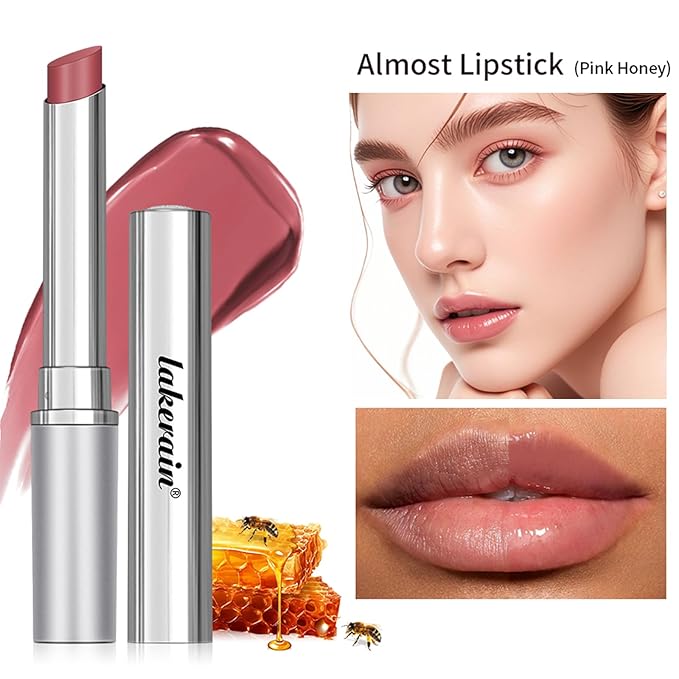 2PCS Honey Lipstick Tinted Lip Balm in Black and Pink，Sheer Hydrating Lipstick for All Skin Tones - Moisturizing Lip Color - Natural Glossy Finish