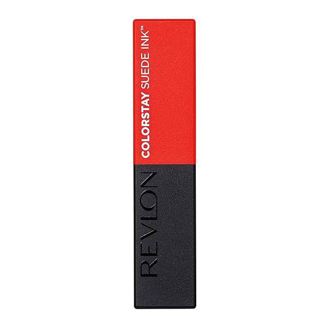 REVLON Lipstick, ColorStay Suede Ink, Built-in Primer, Infused with Vitamin E, Waterproof, Smudge-proof, Matte Color, 007 Feed the Flame, 0.09 oz.