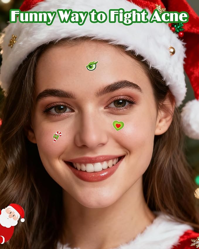 Christmas Cute Hydrocolloid Pimple Patches - Fun Acne Patches for Zits and Blemishes, Pimple Stickers for Face and Skin, Tea Tree Oil & Salicylic Acid, 144 Count
