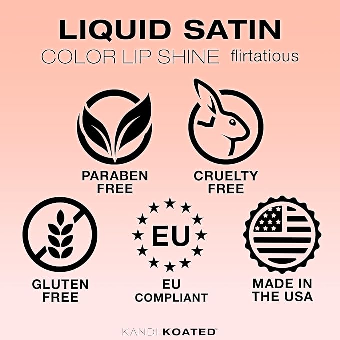 Kandi Koated Liquid Satin [Flirtatious] Liquid Lip Color with High-Shine Finish | Rich Colors, Moisturizing Lip Shine, Paraben-Free, Cruelty-Free | Beauty & Makeup