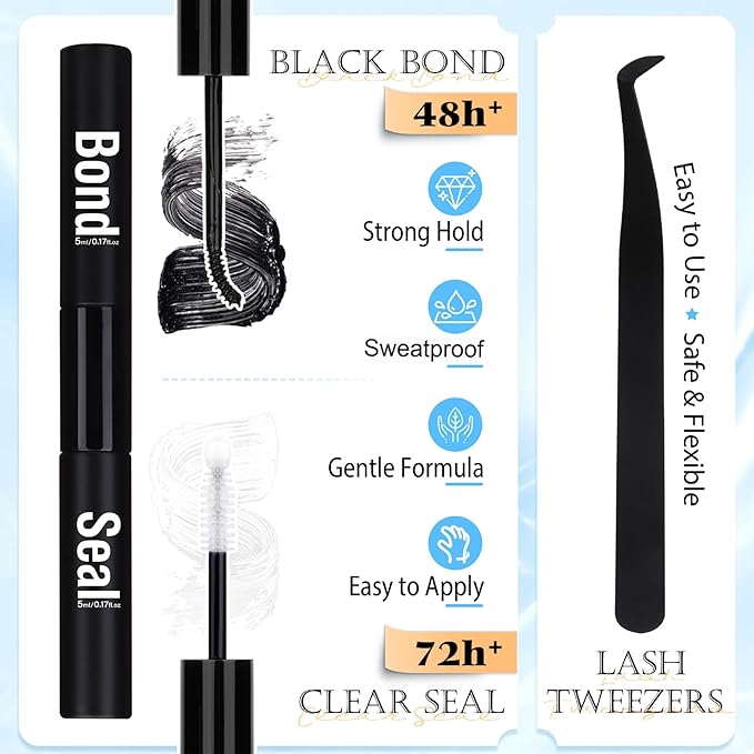 Wispy Lash Extension Kit Natural Lash Clusters Kit DIY Eyelash Clusters at Home 120 pcs Cluster Eyelash Extensions Kit Individual Lashes with Lash Glue Bond and Seal and Tweezers, 9-12 mm Mix