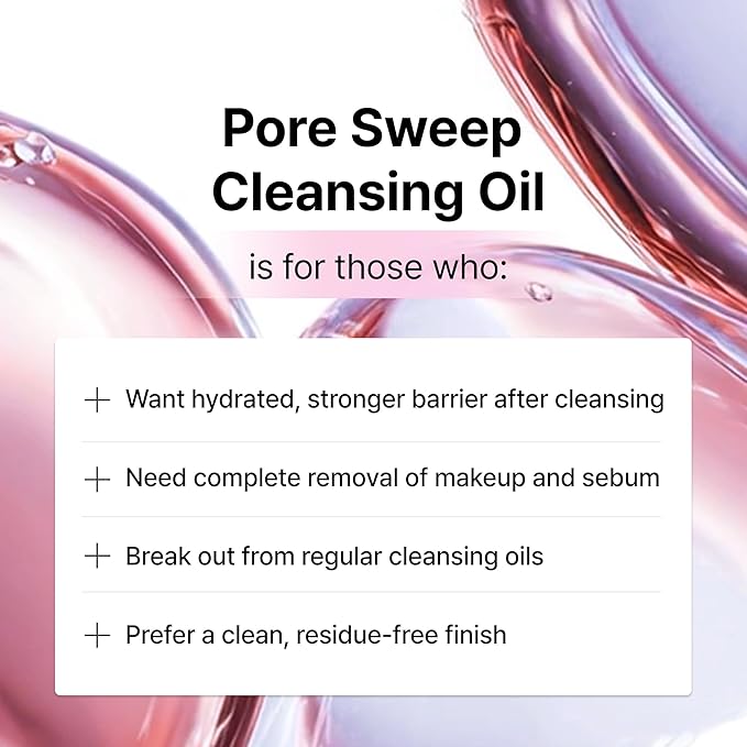 OVERLAPS Pink Desert Ectoin Pore Sweep Cleansing Oil | Gentle Oil Cleanser for Face, Makeup Blackhead Remover, Deep Cleansing, Korean Skin Care for Sensitive Skin, 6.76 fl.oz.