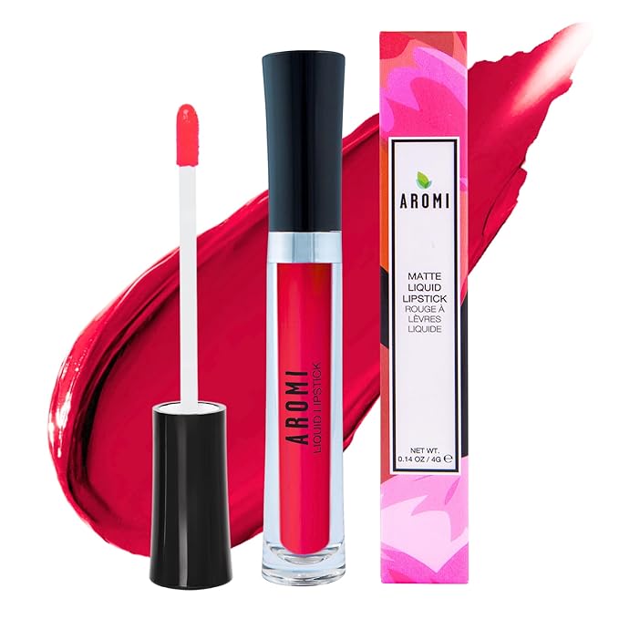 Aromi True Red Matte Liquid Lipstick, Retro Red Lip Color with Blue Undertones, Smudge Proof, Long Lasting, Vegan and Cruelty-free, Handmade (Flamenco Red)