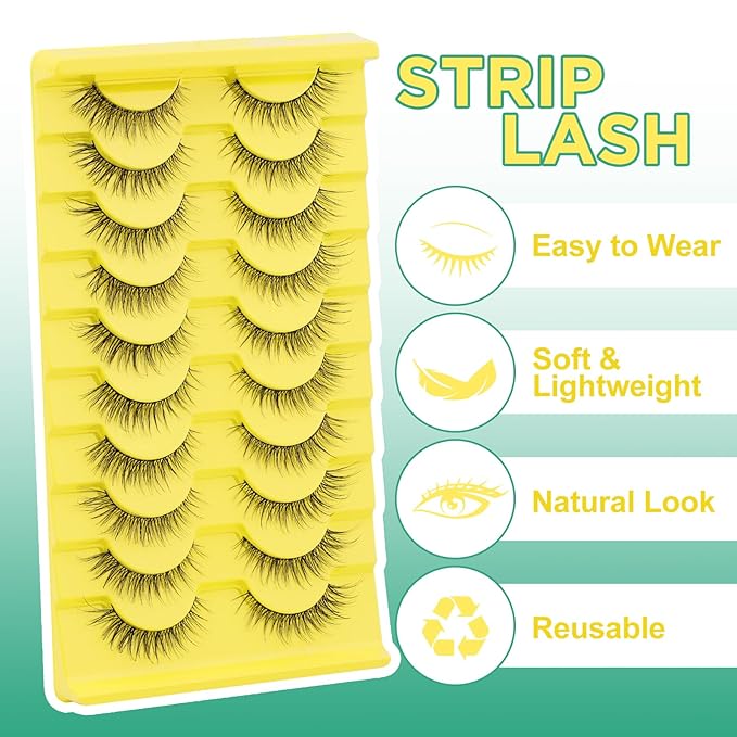 False Eyelashes Natural Look Strip Lashes Cat Eye Fake Eyelashes Soft False Lashes by GEMERRY, 10pairs