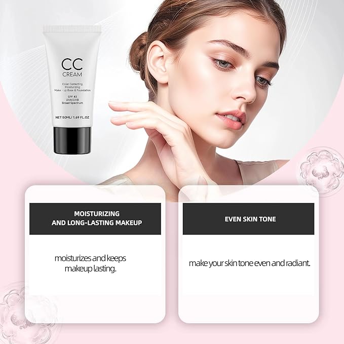 Cc Cream for Older Women,Cc Cream With Spf 43,Self Adjusting for Mature Skin, Anti-Aging Sunscreen Foundatio with Moisturizer, Conceals, Moisture & Anti Aging(3) (2)