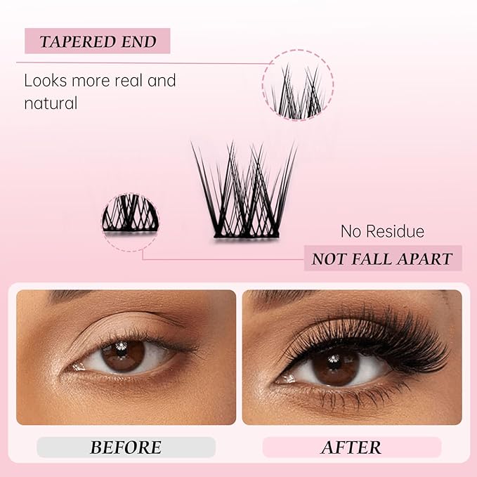 DIY Lash Clusters Kit Lash Extension Kit, 384pcs, D Curl, Natural Volume Lash Extensions Wispy Eyelash Clusters Individual Lashes Kit Faux mink fiber, 13#Black