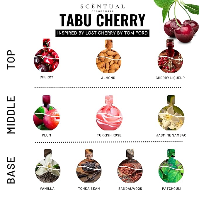 Tabu Cherry, Ultra-Concentrated Hair & Body Perfume Mist, Long Lasting Women's Fragrance, Gourmand Perfumes for Women, Vegan and Cruelty Free