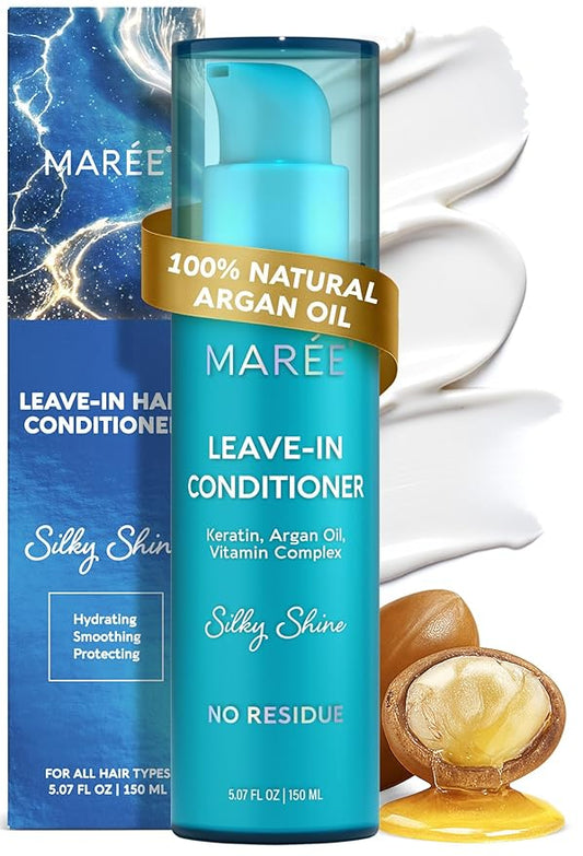 MAREE Leave In Conditioner for Dry Damaged Hair - Leave In Conditioner for Curly Hair - Care for Women & Men with Keratin & Argan Oil - Fine Spray Alternative Moisturizer - Acondicionador Para Cabello