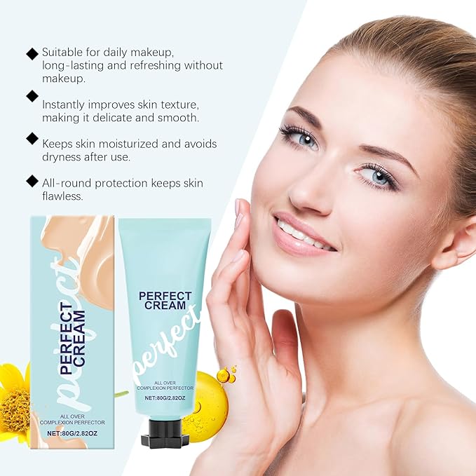 CC Cream All-Over Complexion Perfector, Long-Lasting Foundation, Face & Body Coverage Perfector, Full Coverage Concealer Cream, 2.82 Oz (Ivory Color)
