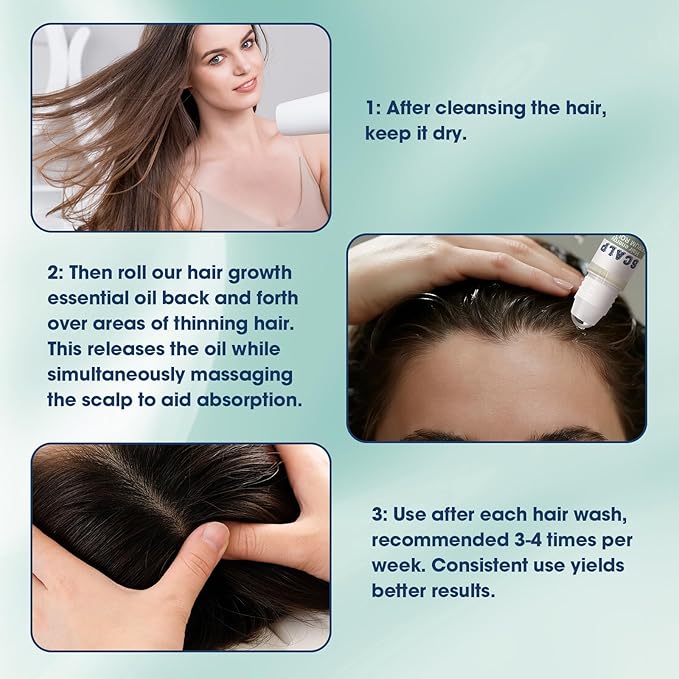 25ML Hair Growth Serum Roll On, Suitable for All Hair Types Prevents Hair Loss Nourishes Hair Follicles Achieve Thicker Hair for Men & Women