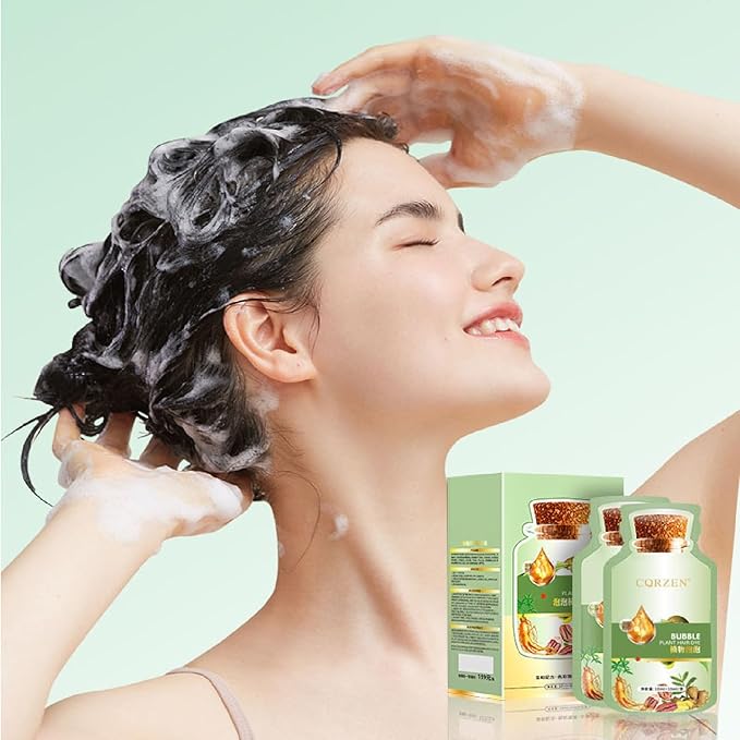HUANG YI Natural Plant-Based Hair Color, Botanical Bubble Shampoo (Coffee)