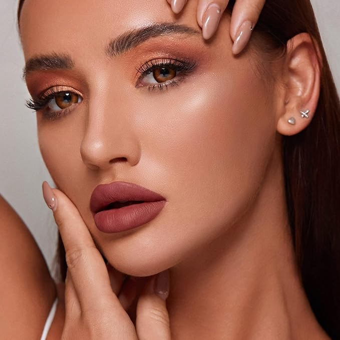 MAKI YIKA 3Pcs Matte Liquid Lipstick Makeup Set, Black Dark Red Nude Lipstick Long Lasting Smudge Proof Transfer Proof Lip Makeup |Black/DarkRed/Nude