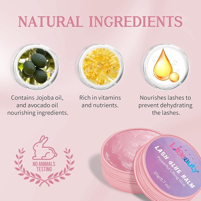 Libeauty Lash Glue Balm Lash Lift Adhesive 0.71Oz/20G Strong Sticky Fruit Flavor Eyelash & Eyebrow Perm Glue Balm for Long Lasting Individual Brow Lamination Gel