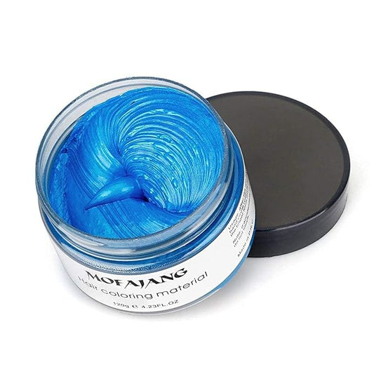 Temporary Blue Hair Wax, 4.23oz Instant Hairstyle Mud Cream, Natural Hair Coloring Wax Material Disposable Hair Styling Dye Ash (Blue, Dye Free) for Cosplay, Party, Masquerade, Halloween etc.