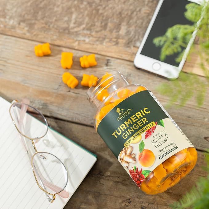 Turmeric Curcumin Supplement Gummies - 95% Curcuminoids with Turmeric & Ginger, Black Pepper for Best Absorption, Nature's Vegan Joint Support, Non-GMO, Gluten Free, Tasty Peach Flavor - 120 Gummies