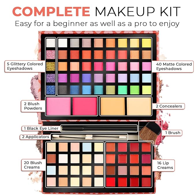 Toysical 2-Tier Makeup for Teens 10-12 - Kids Makeup Kit for Girl - Real, Washable, for Teen Girls or Women - Non Toxic Gift Set 86 Colors Full Starter Kit for Teenagers