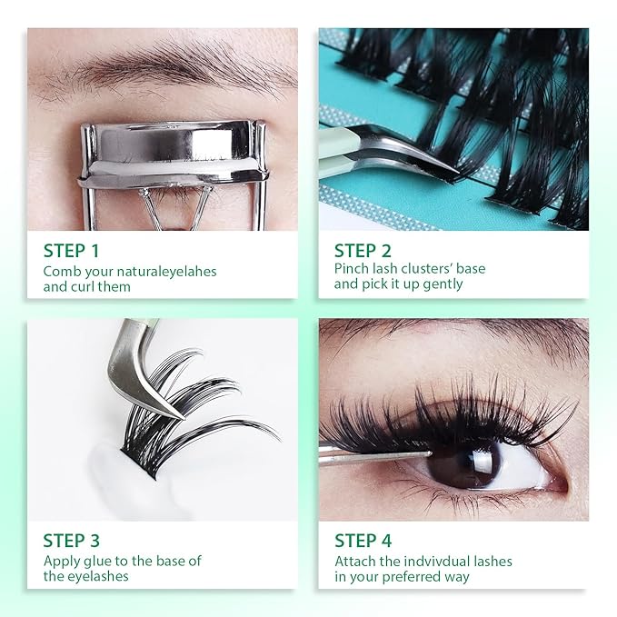 Bodermincer Lash Clusters D Curl Black/Brown/Colored Lashes 10-12-14/12-14-16/16-18-20mm Mixed Lash Clusters Kit For Beginner (M01# 16-18-20mm Mixed)