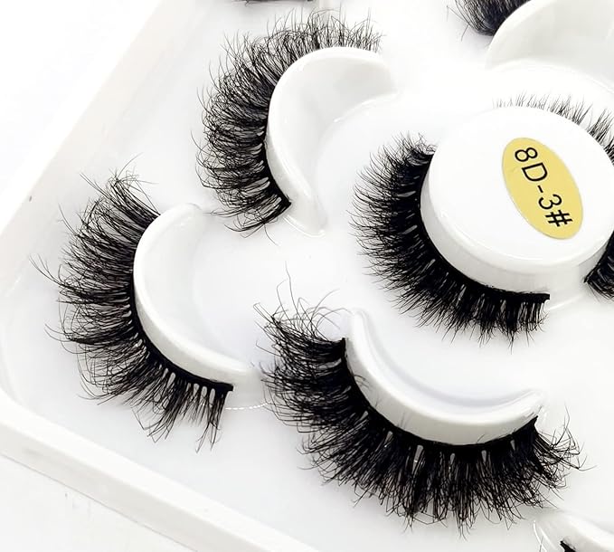 HBZGTLAD new 5 Pairs 25 mm 3d Mink Lashes Bulk Faux with Custom Natural Mink Lashes Pack Short Wholesales Natural False Eyelashes (8D-03#)