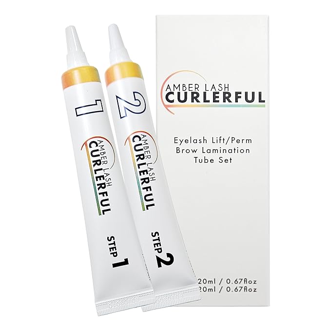 Amber Lash Curlerful, Brow Lamination Tube Set, For Professional Brow Perm, Step 1 & Step 2, 20 ml / 0.67 floz each