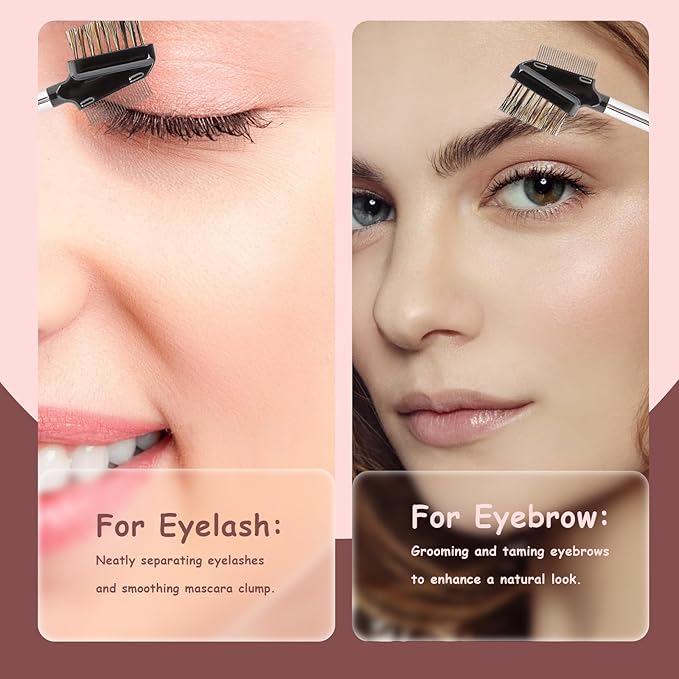 1 Pcs Eyebrow Brush, Metal Eyelash Comb, Resuable Dual Eyebrow Comb, Eye Brow Makeup Brush Eye Lash Comb for Eyelashes Extension (Bristles)