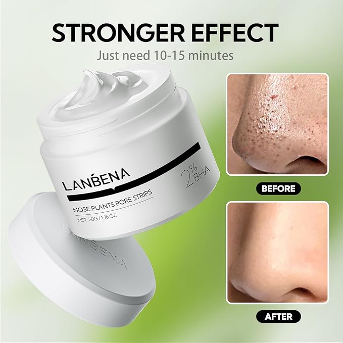 LANBENA Pore Strips (50g/1.76 Oz), 100 pcs Nose Strips, Blackhead Remover Mask, NOTICE: Cream Goes Dried out & Rubbery At Low Temperature, Place Bottle in Boiling Water to Soften