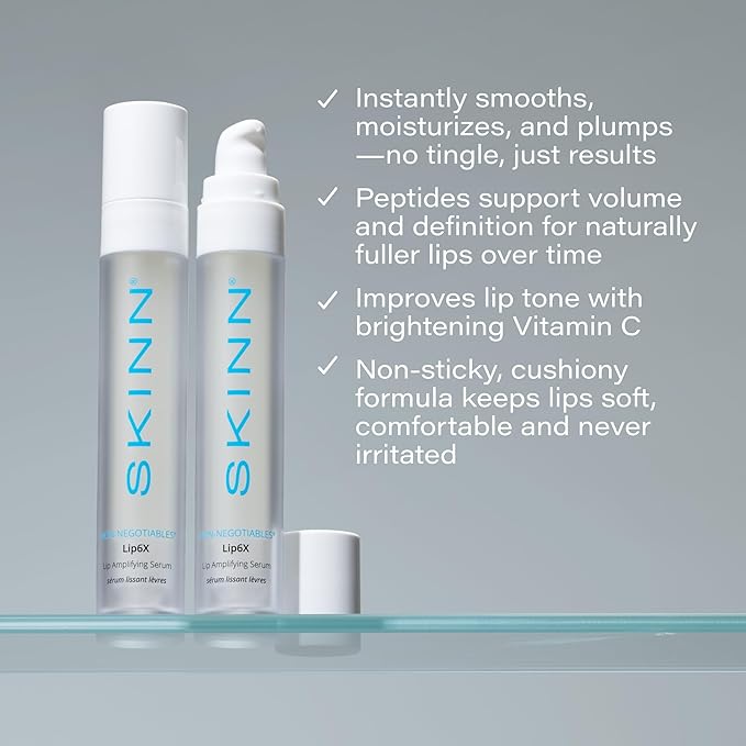 SKINN Lip Amplifying Serum, Lip6X with Peptides - Deep Moisturizing Serum Plumps, Hydrates & Smooths Lips & Boosts Collagen Production - Lip Care Products for Women